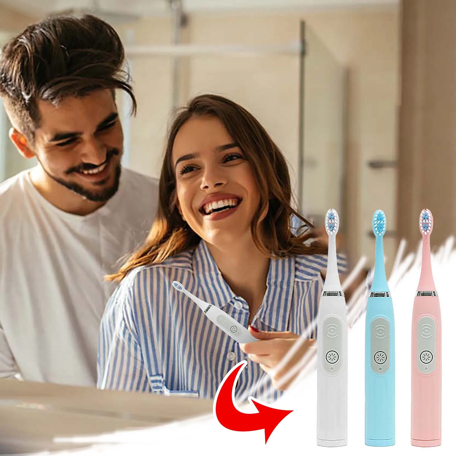 

Super Sonic Electric Toothbrushes for Adults Kid Smart Timer Whitening Toothbrush IPX7 Waterproof Replaceable AA Battery Version