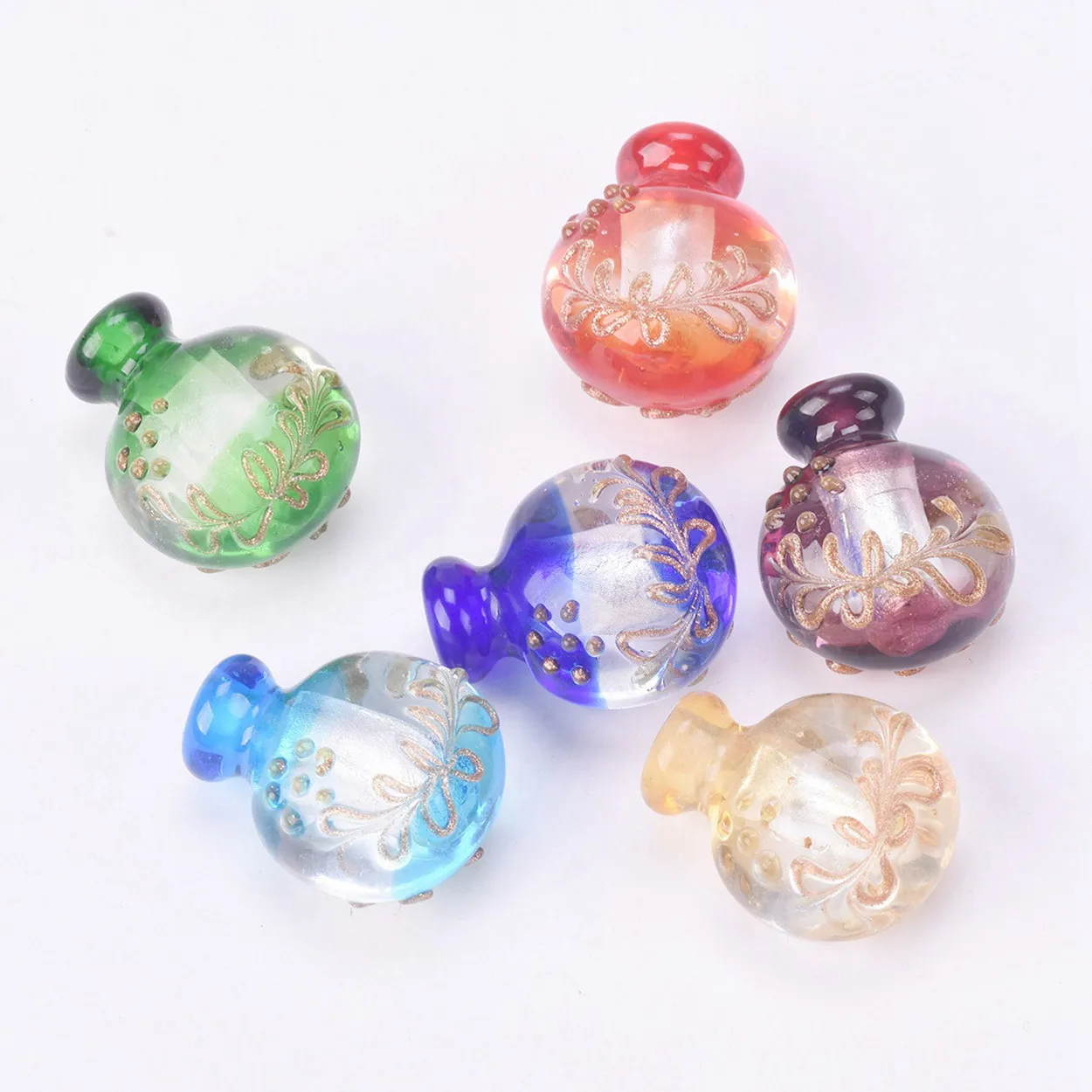 

29x24mm Round Handmade Lampwork Glass Perfume Essential Oil Bottle Pendant