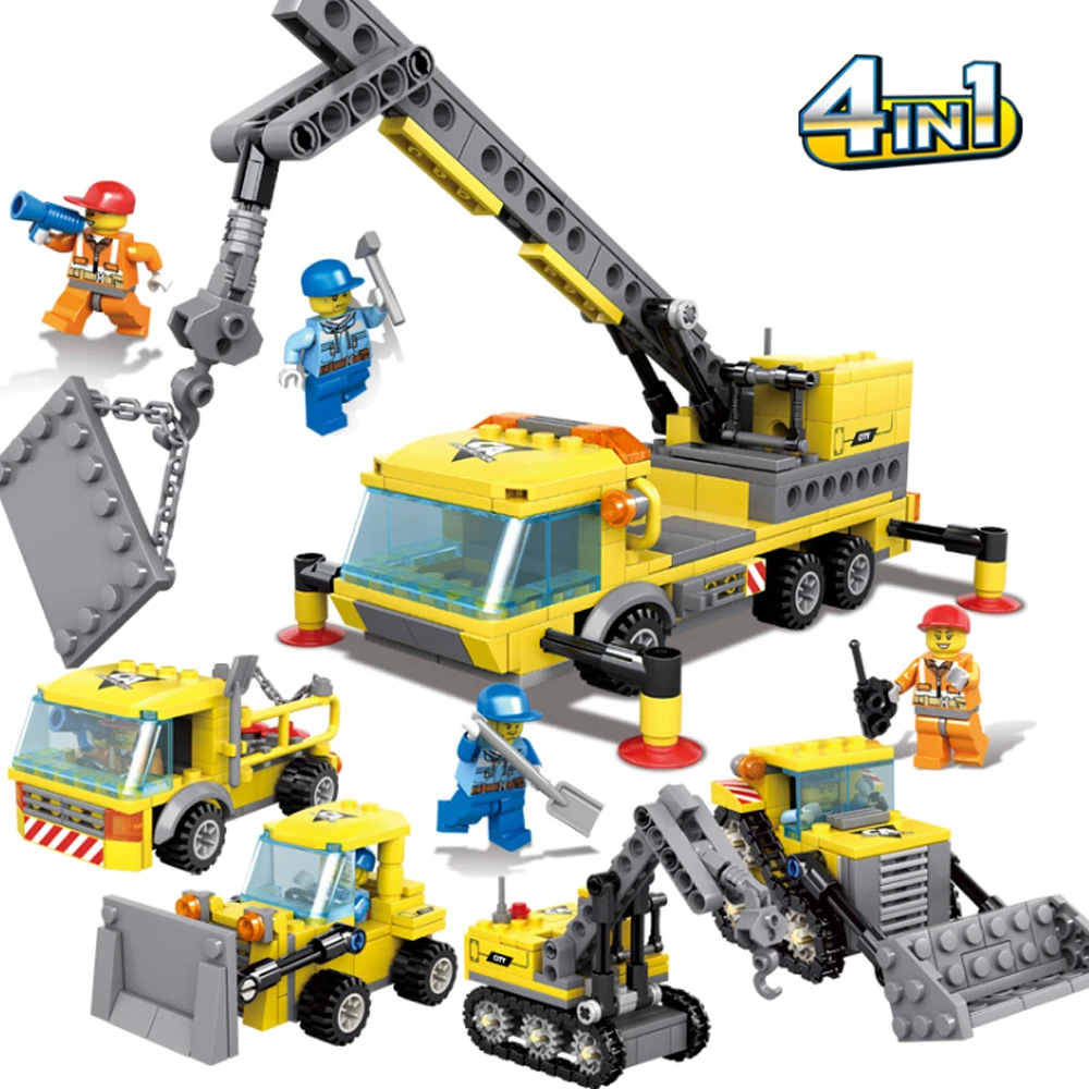 4 в 1 инженерный Грузовик Экскаватор Бульдозер серии автомобиля строительные
