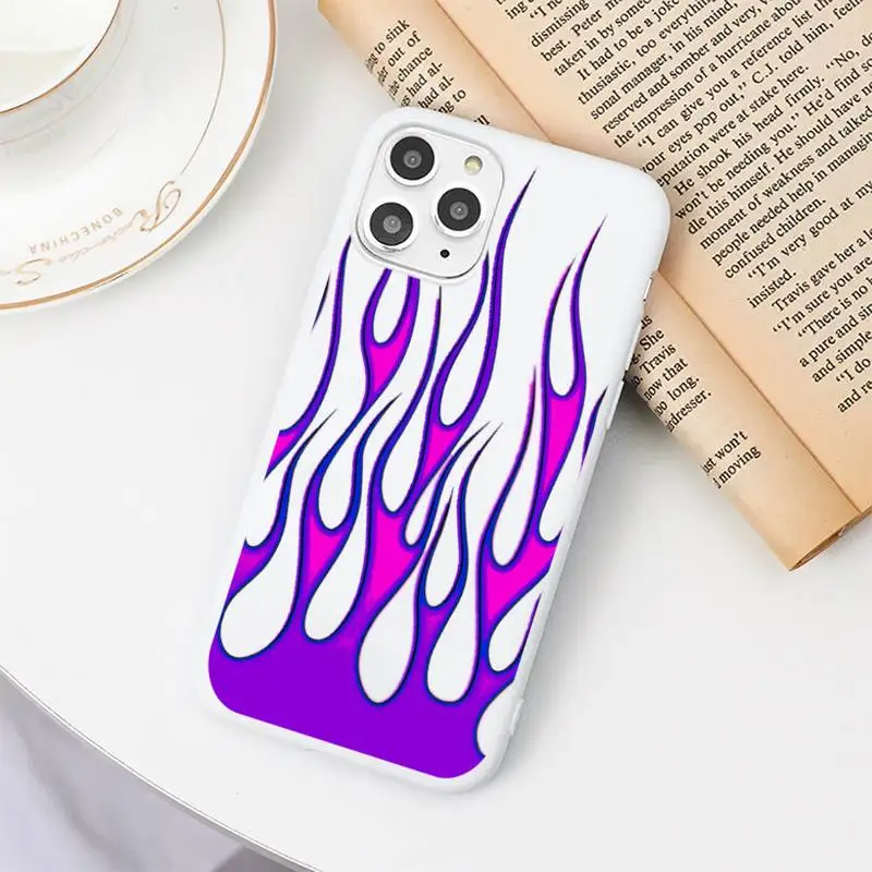 

Fashion Red Flames Fitted Phone Case Candy Color White for iPhone 11 pro XS MAX 8 7 6 6S Plus X 5S SE 2020 XR