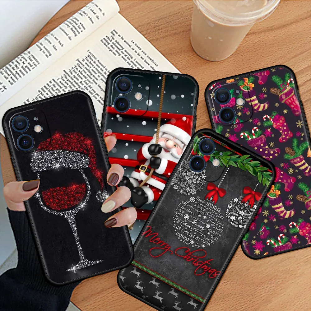 

Silicone Phone Case For iPhone 12 13 Mini 11 Pro Max 7 8 6 6S Plus XR X XS 5 5S SE 2020 Cover Fundas Merry Christmas New Year