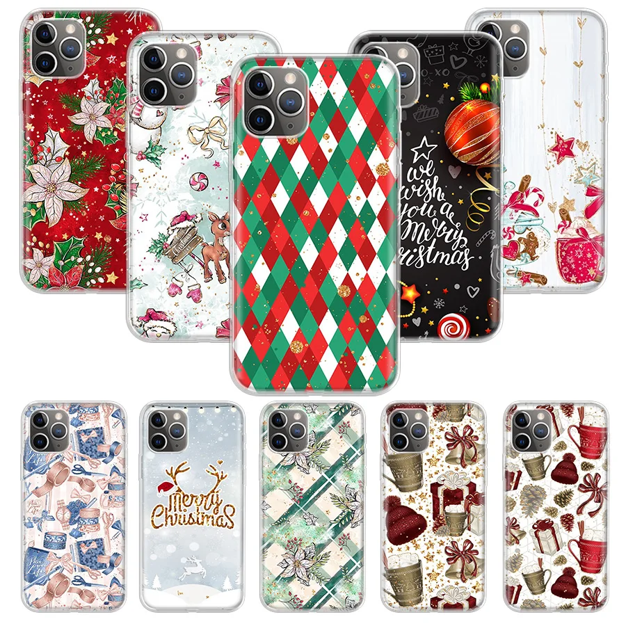 

Merry Christmas Gifts Phone Case For iPhone 11 12 13 Pro Max 13 Mini XR X XS Max 7 8 6 6S Plus Silicone Back Cover Funda Capa