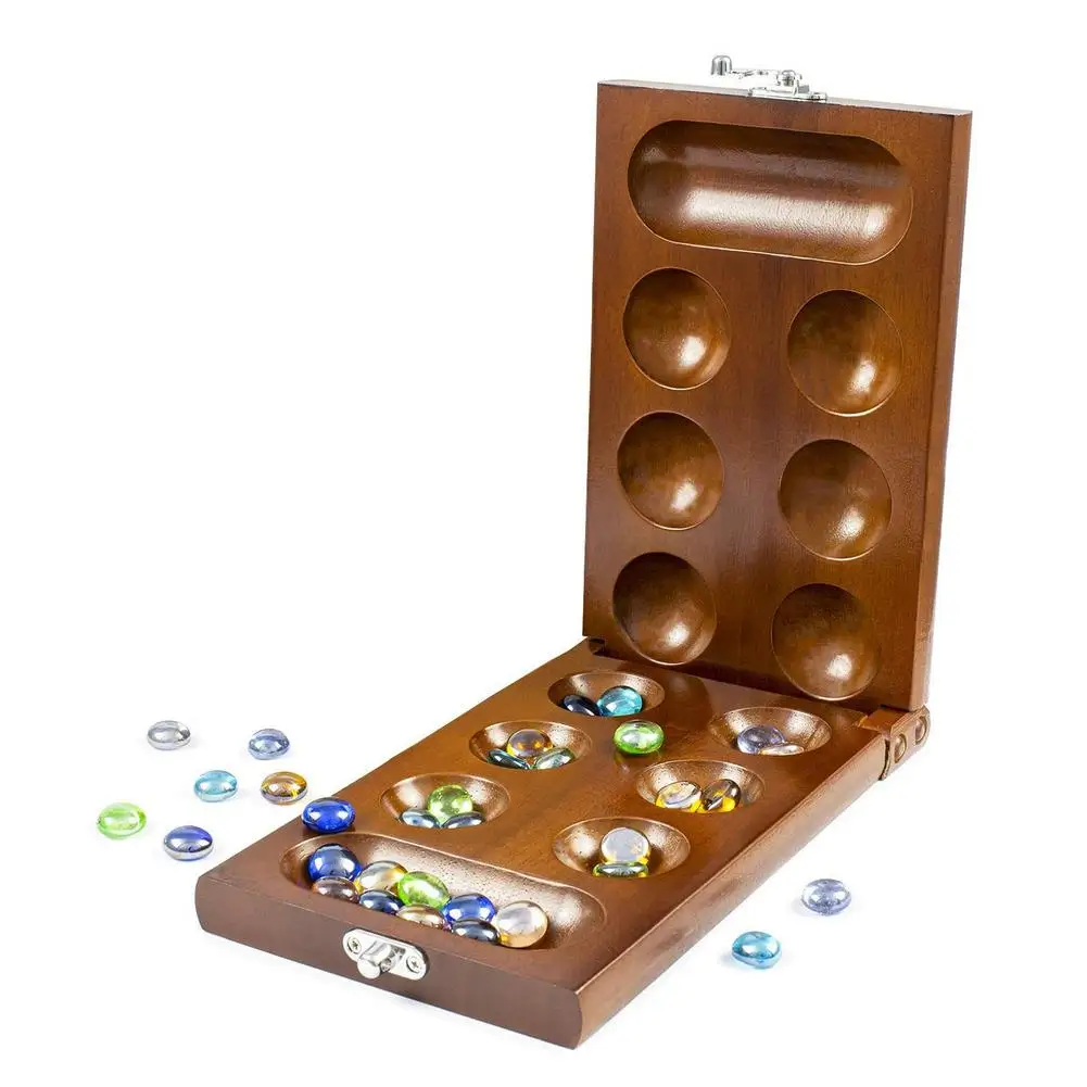 

Mancala Board Game With Stones Solid Wood Adults Kids Puzzle Game Oldest Strategy Games Stunning Gift For Children