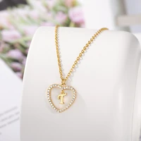 a z initials letter heart pendant necklace for women 26 alphabet zircon love necklaces girls jewelry gifts accessories bff
