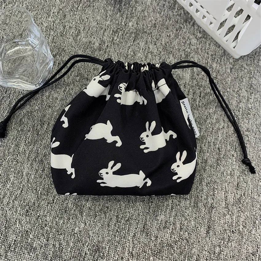 

Ins Rabbit Cute Drawstring Storage Bags Korean Fashion Bunny Cosmetic Makeup Toiletry Bag Case Travel Cloth Packing Pouch