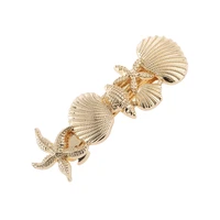 fashion exaggerated madam metal hairpin marine spring hair accessories girl starfish conch double shell jewelry wholesale