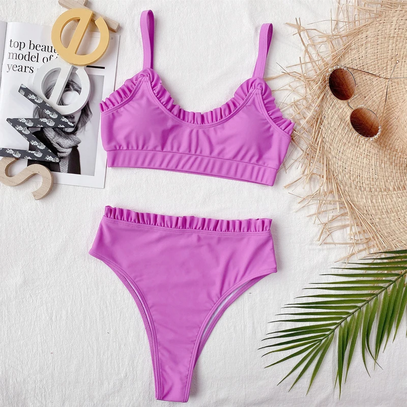 Женский купальный костюм 2022 танкини на бретельках Фиолетовый купальник бикини