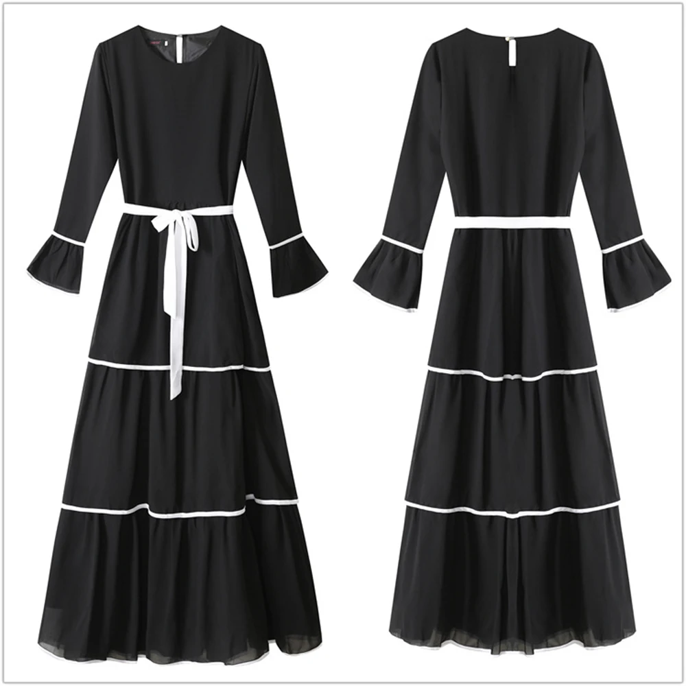 

Muslim Dress Women Dubai Abaya Ruffles Fashion Full Sleeve Casual New Ladies Islamic Clothes Moroccan Kaftan Long Maxi Dresses