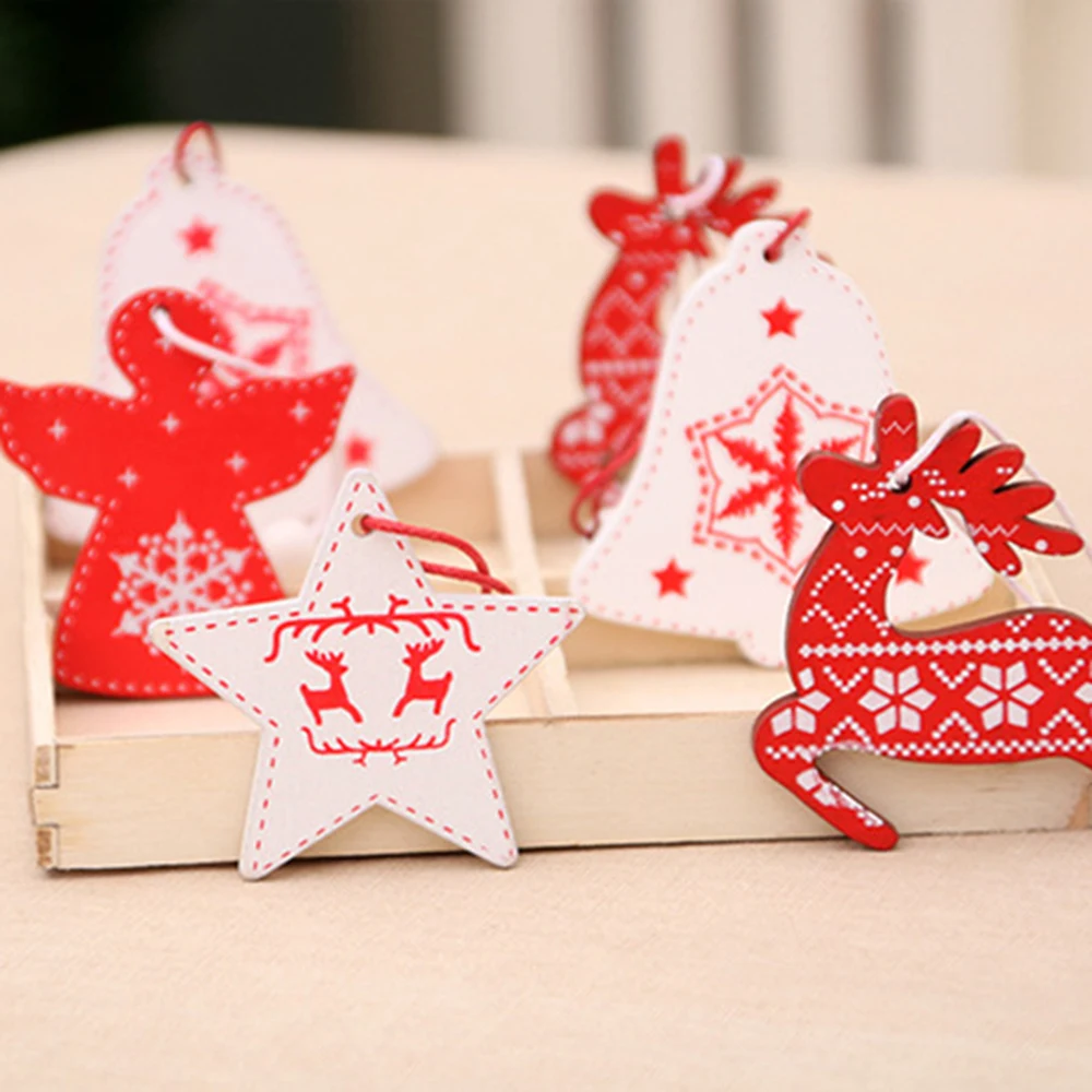 12 шт./корт. деревянные украшения Счастливого Рождества для дома снежинка звезда