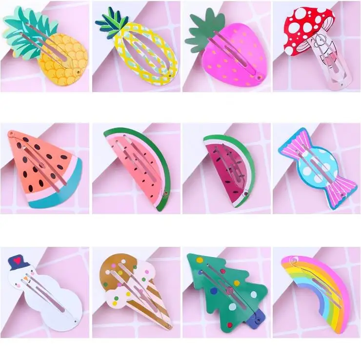 Hair Clips for Girls No Slip Metal Snap Barrettes Kids Teens Women Cute Candy Color Cartoon Design Pins | Детская одежда и обувь