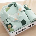 Хлопковая ночная рубашка, осенний кардиган с длинным рукавом, пижама, женская одежда для сна, клубничный пижамный комплект, кавайная Пижама для женщин