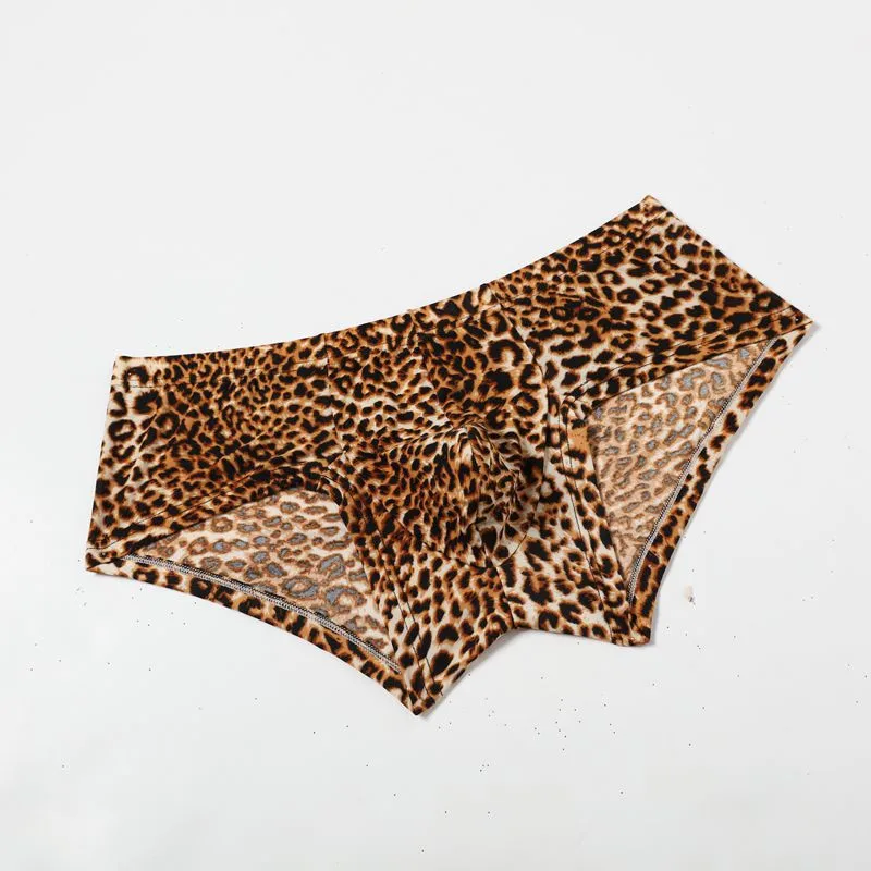 Accept OEM Underwears Leopard Print Sexy Men's Breathable and Trend Underpants Homme Flexible Four-Corner Panties  6 Pcs/Set