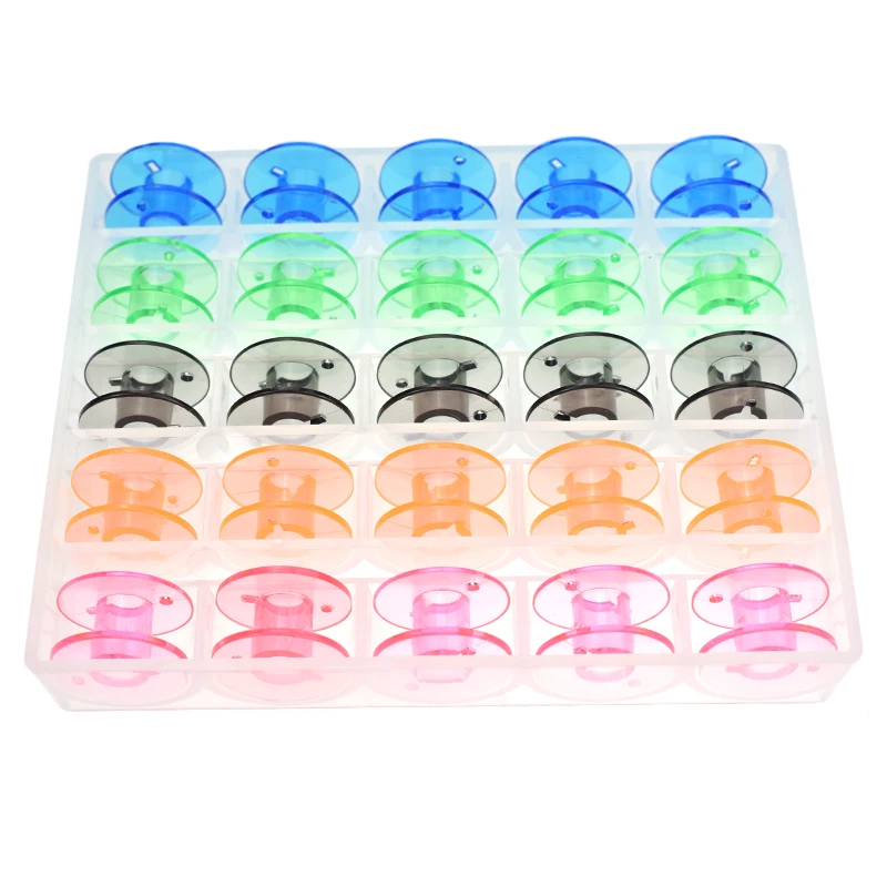 25 шт./компл. пустые бобины катушки для швейных машин цветной пластиковый чехол