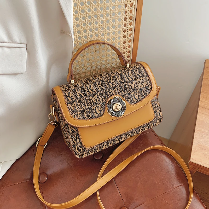 

Brand Women's Bag PU Leather Shoulder Bag Square Letters Handbag Luxury Designer Lady Crossbody Bag High-Quality Fashion Classic