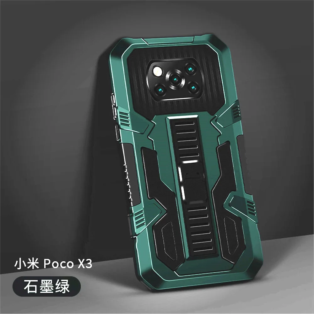 

Anti-knock Bumper Heavy Duty Armor Stand Case Cover for xiaomi pocophone poco x 3 pro x3 nfc m3 f3 case pocox3 little poko x 3