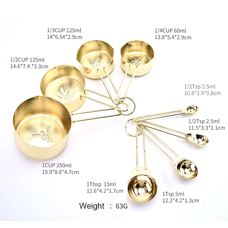 8 шт./компл. розовое золото выпечки мерная ложка Нержавеющая сталь измерительный