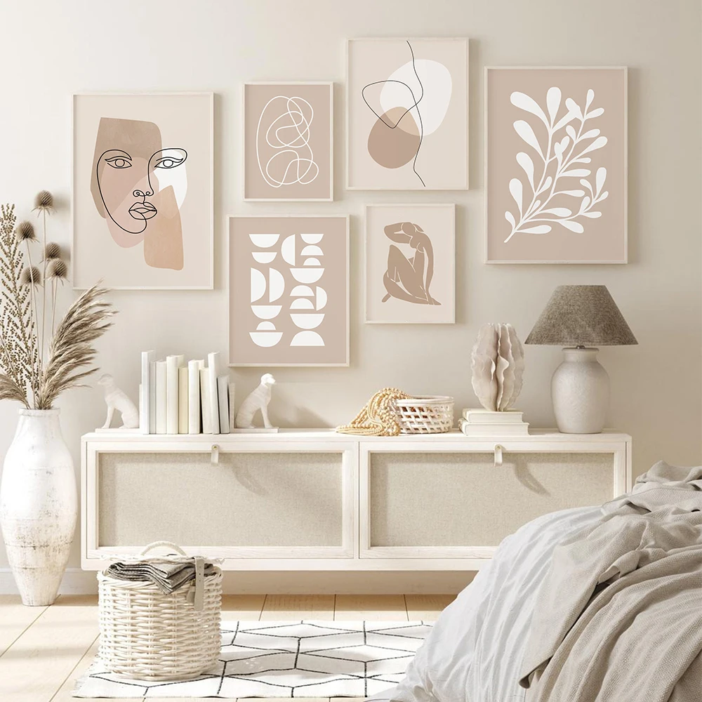 

Boho Line Geometric Abstract Painting Modern Canvas Poster Print Minimalist Wall Art Pictures For Living Room Aisle Studio Decor