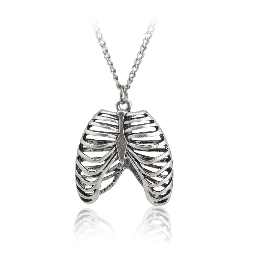 Rib cage Модное готическое винтажное ребро колье с кулоном в виде клетки анатомический Скелет сердце готический панк уникальное Ретро колье с подвеской ювелирные изделия для мужчин/женщин - Окраска металла: Rib cage
