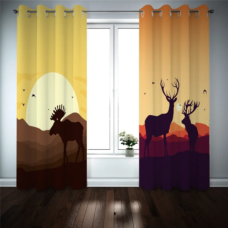 

Modern 3D Blackout Window Curtains Cartoon Animal sunset bedroom Home Decoration Living Room Blackout Curtain