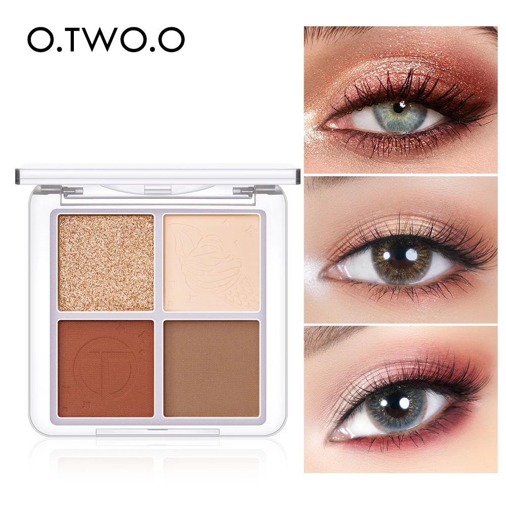 

Eyeshadow Palette 4 Color Peach Waterproof Long Lasting Shimmer Matte Eye shadow Soft Smooth Shadow Primer Makeup O.TWO.O