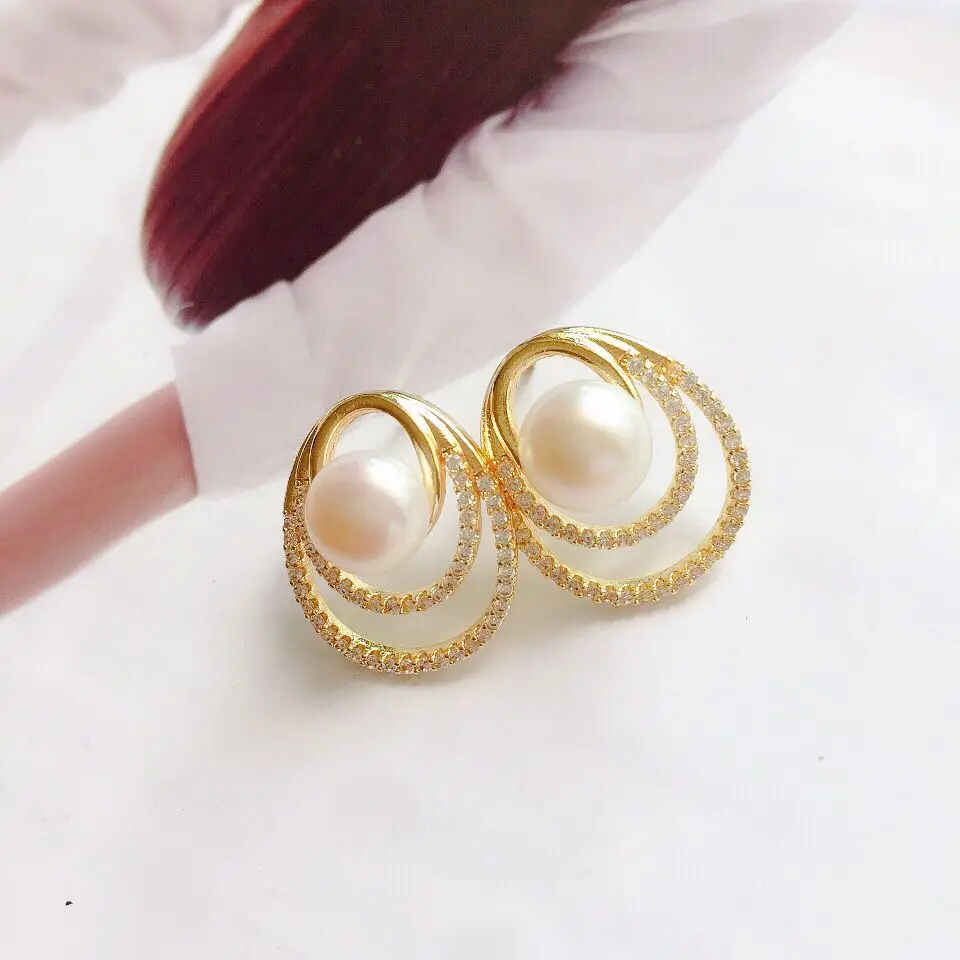 

Korean fashion big circle earrings for women luxury pearl earrings 925 silver needle earringse, modern women's earrings new 2022