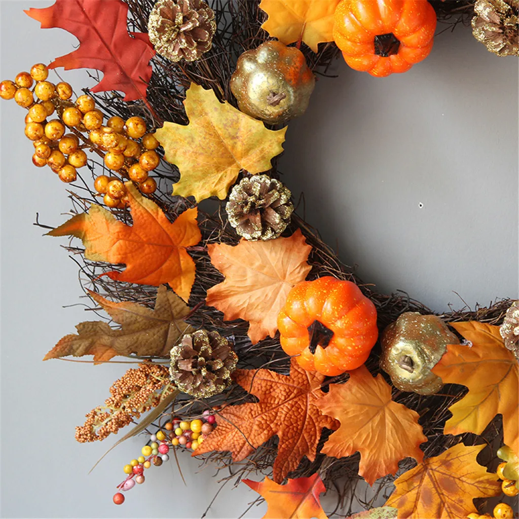 45 см Хэллоуин Урожай декоративный венок узор в виде кленового листа тыквы осени