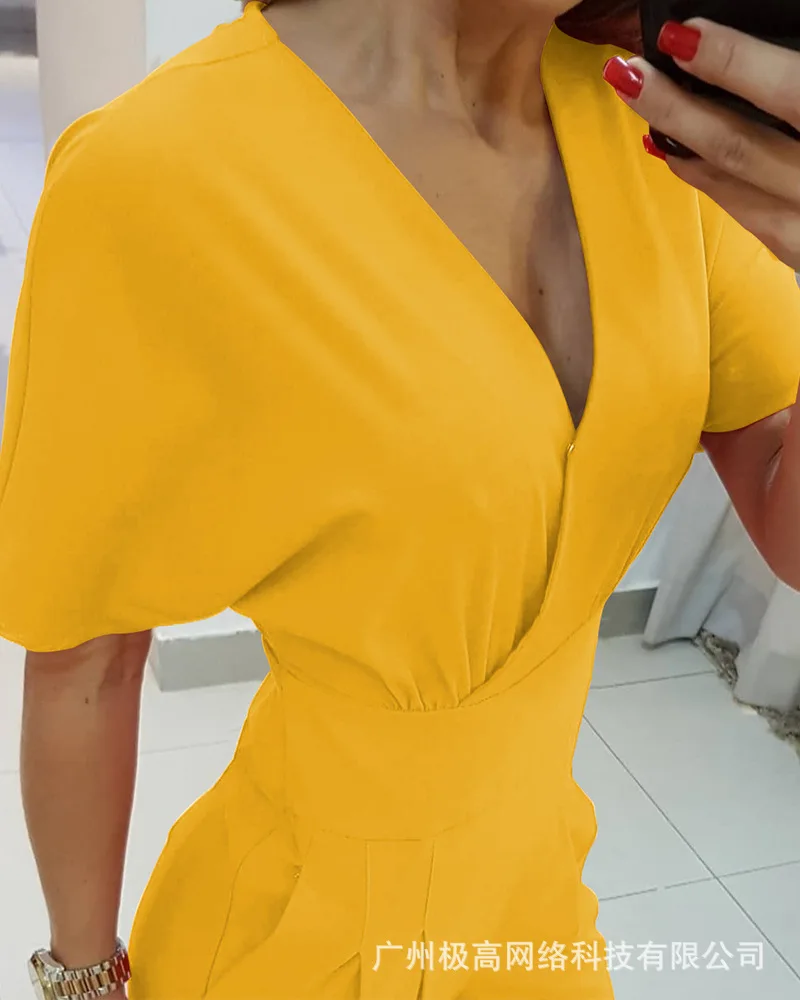 

2021 new temperament slim-fit tie solid color jumpsuit jump suits for women jumpsuits for women elegant