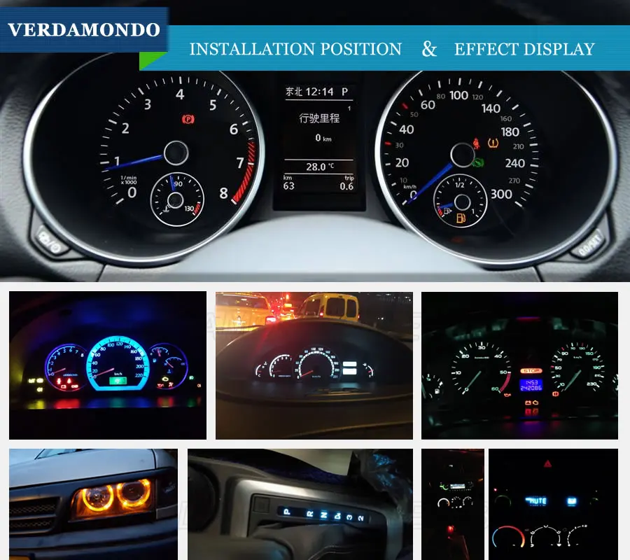 10 шт. внутренний светодиодный светильник T5 для автомобиля лампы инструментов 3 3014