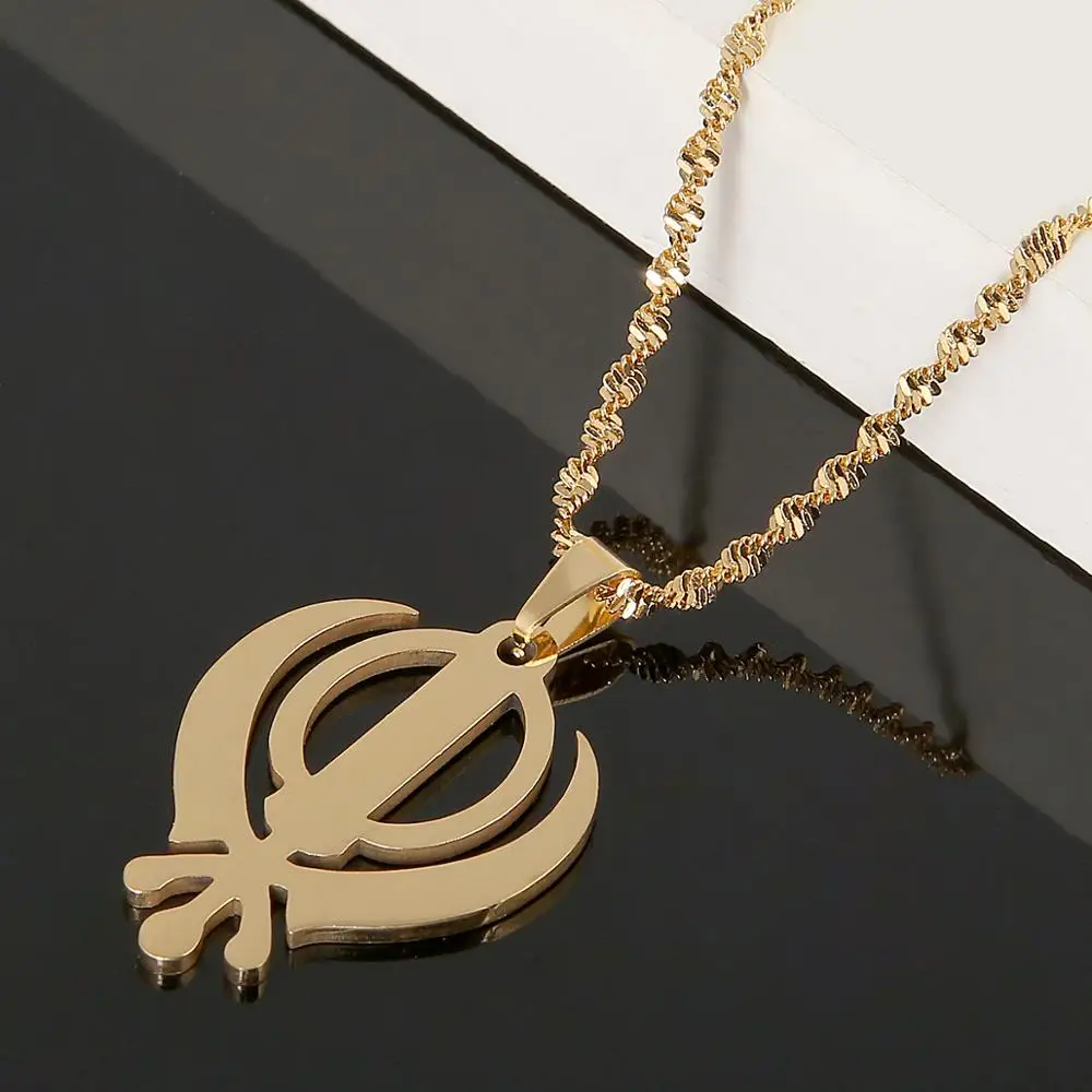 

Модное ожерелье с подвеской Sikhism из нержавеющей стали Sikh Khanda Sikhs, Религиозные ювелирные изделия