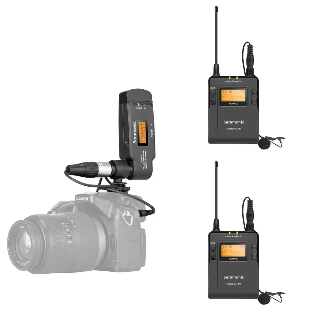 Saramonic UwMic9 Kit8 Wireless Lavalier Microphone 2 Transmitter &amp XLR Battery Grip Receiver for Camera Camcorder | Электроника