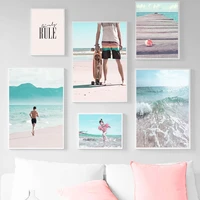 nordic posters and prints quote sea waves beach board conch girl home art canvas painting wall pictures for living room decor