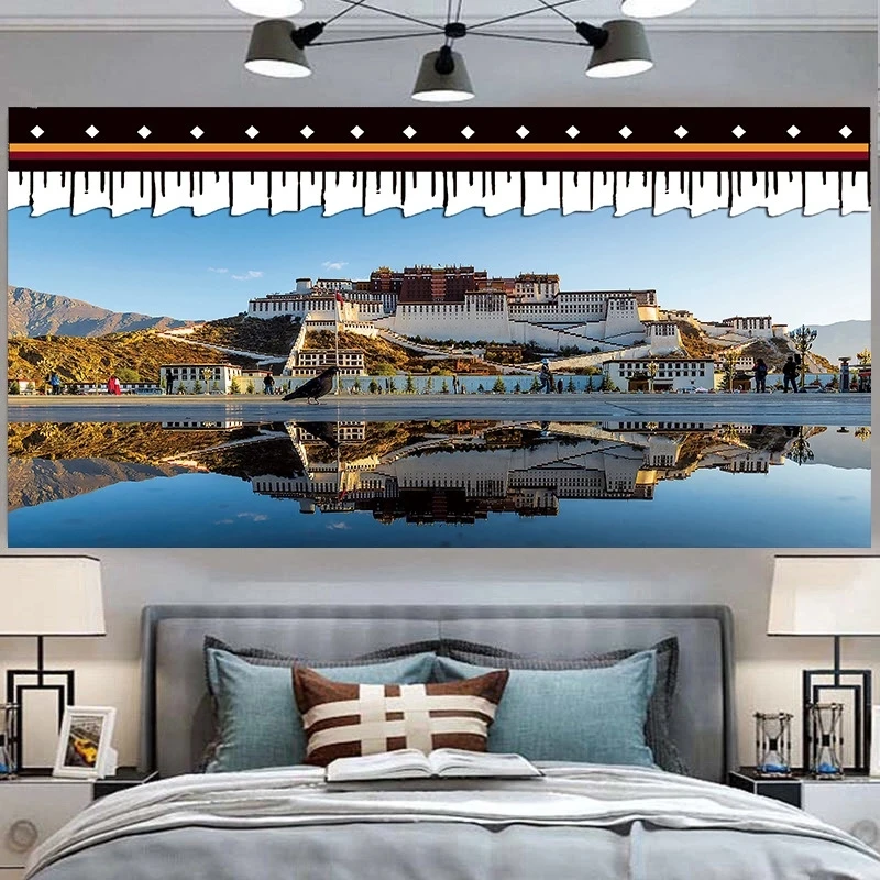 

Tibetan Potala Palace Wall Tapestry Cloth Hanging Home Decor Aesthetic Bedroom Living Room Wall Decoration Art HangBlanket Mural