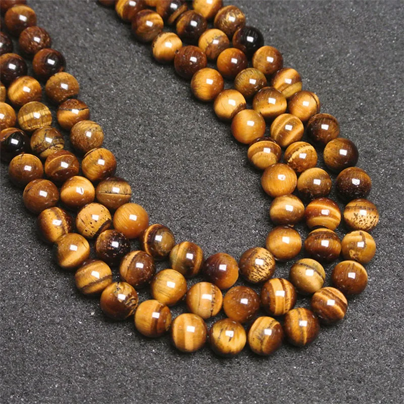 

6-12mm Natural smooth yellow Tiger's eye round Stone Beads For DIY necklace bracelet jewelry making 15 "free delivery