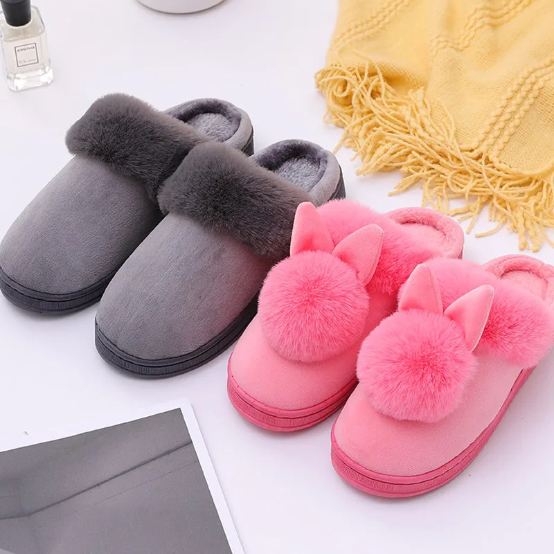 

Autumn&Winter Women's Slippers Flats Short Plush Ladies Home Cotton Shoes Solid Soft Indoor Women Casual Shoes 2021 Comfortable