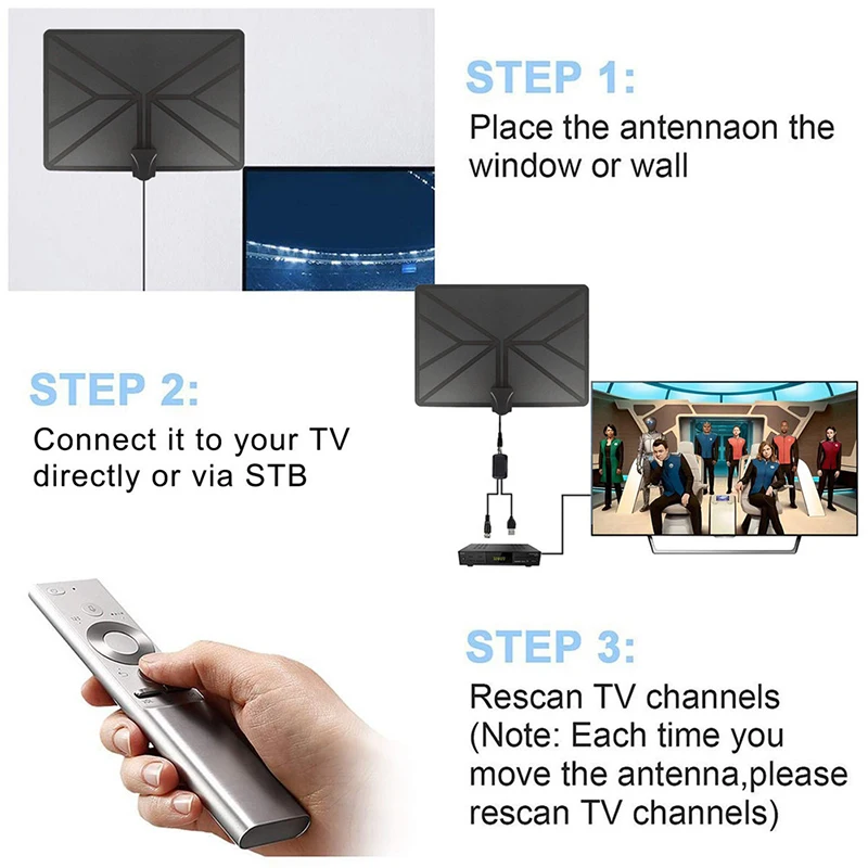 

Indoor TV Antenna HD TV Antenna Amplifier 996 Miles 4K DVB-T TV Antenna FKU66