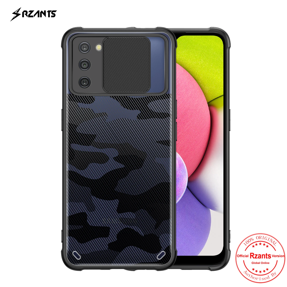 

Rzants For Samsung Galaxy A03S Case Hard [Camouflage Lens] Lens Protect Slim Crystal Clear Cover