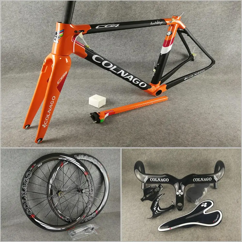 T1100 UD МАТОВЫЕ-глянцевые оранжевые черные Colnago C64 карбоновые шоссейные рамы, седло для бутылки, клетки 50 мм карбоновые колеса UPS XDB