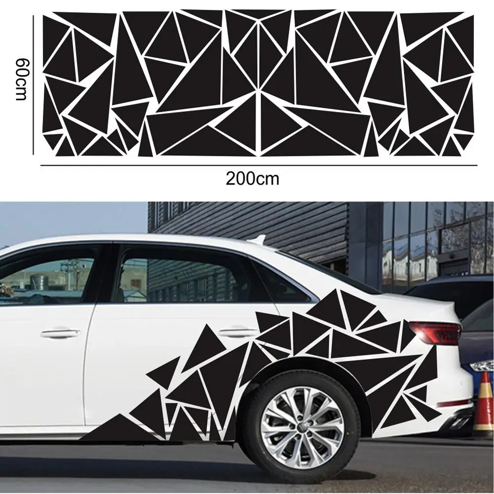 

200x60cm Car Stickers Black Triangles Car Side Sticker Car-styling Vinyl Decal Decor for Car Decoration Universal