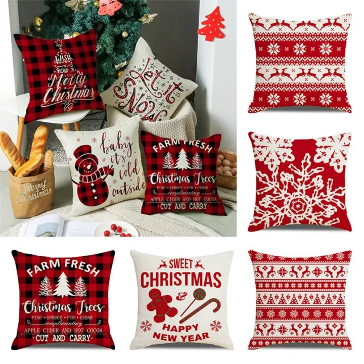 

2022 3D Cartoon Santa Claus Elk Christmas Pillowcase Christmas Cushion Cover Xmas Party Pillowcase Sofa Living Room Decor
