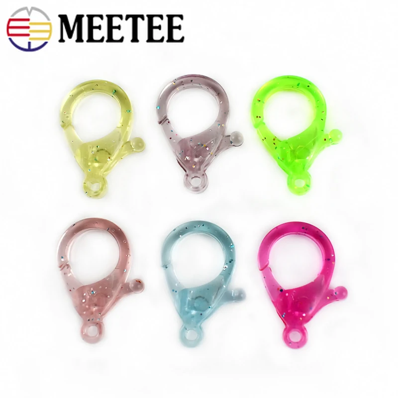 

100pcs Meetee 18*25mm Plastic Transparent Colors Lobster Clasp DIY Keychain Buckles Handmade Sewing Jewelry Accessories BF981