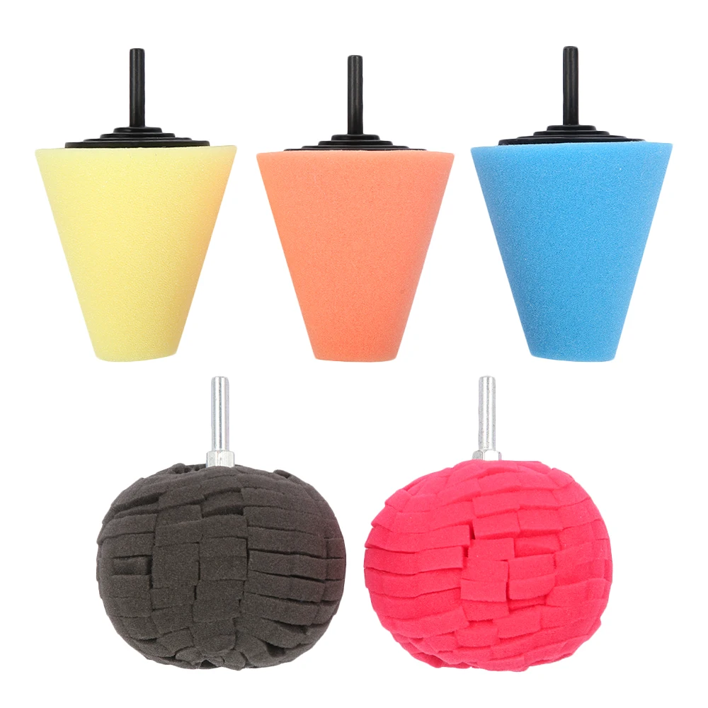 

5pcs Burnishing Foam Sponge Car Tyres Wheel Hub Cleaning Tool Wheel Hubs Disk Polishing Pad Cone-shape Car Cleaning Tool