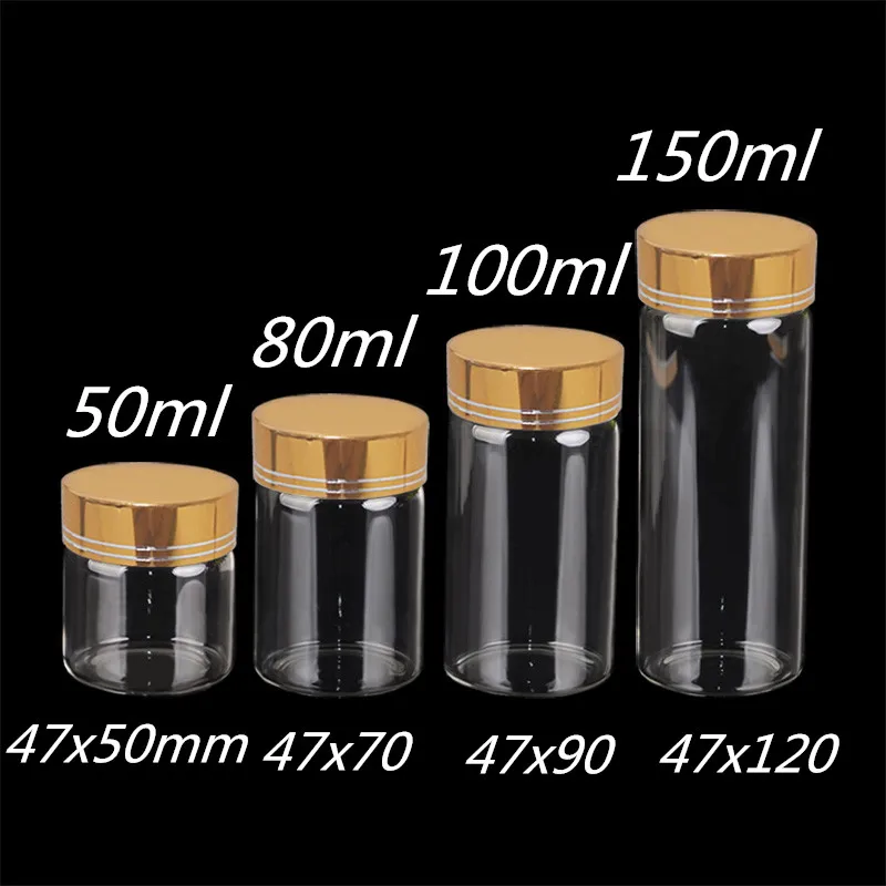 24 шт. 50 мл 80 100 150 контейнер из гиалинового стекла с закручивающейся пластиковой