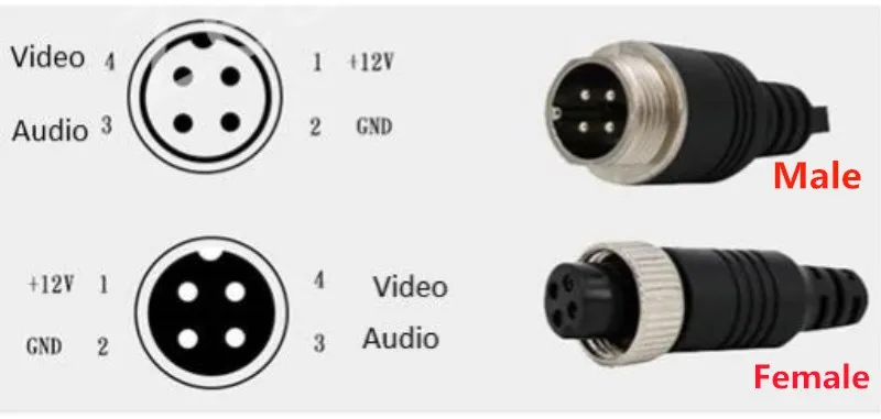 1Pcs GX12 4Pin Aviation Male / Female Plug to RCA DC Cable M12 Adapter for CCTV Camera Security DVR Microphone 35CM - купить по