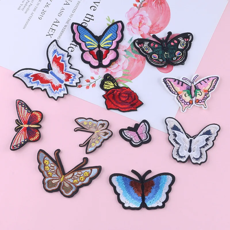 

11 Styles DIY Beautiful Cartoon Butterfly Paste Ironing Hand Sewing Patches For Clothes Pants Hat Heat Transfer Stickers