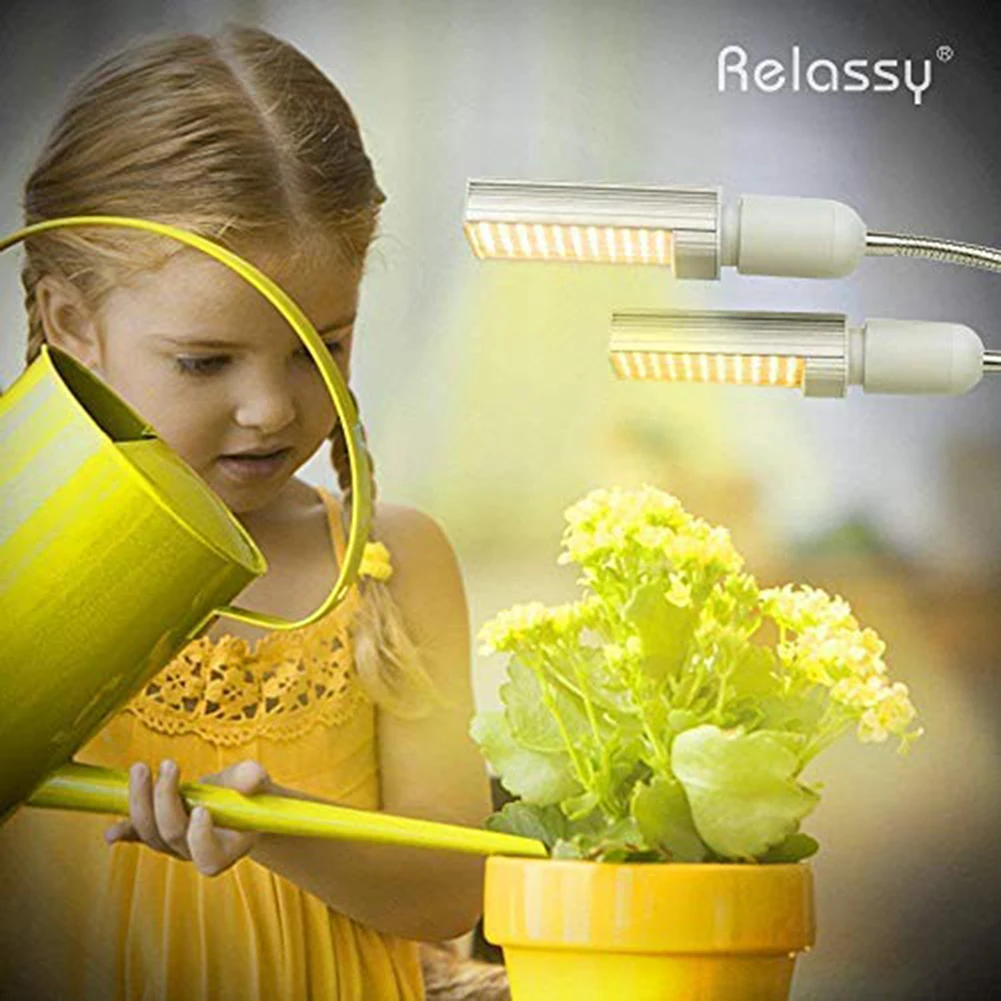 

LED Plant Grow Lights Sunlike Full Spectrum 45W Dual Head Flexible Gooseneck for Greenhouse flower Phyto lamp EU/US