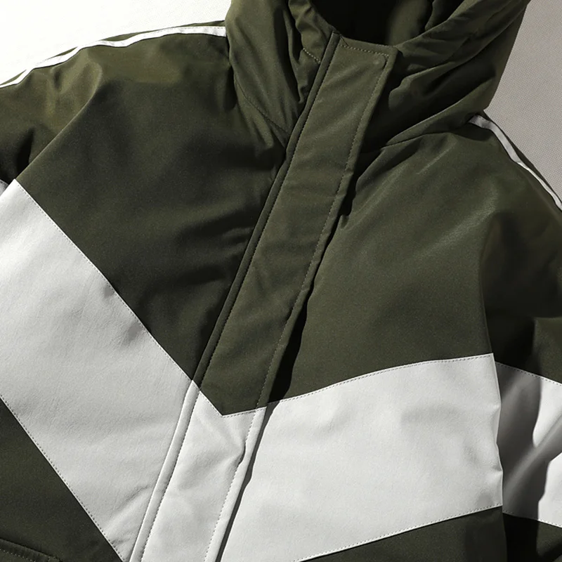 

Aolamegs Fashion Cargo Men's Jackets Winter Hooded Thicken Patchwork Jacket High Street Casual Cotton Coat Couple Big Size Parka