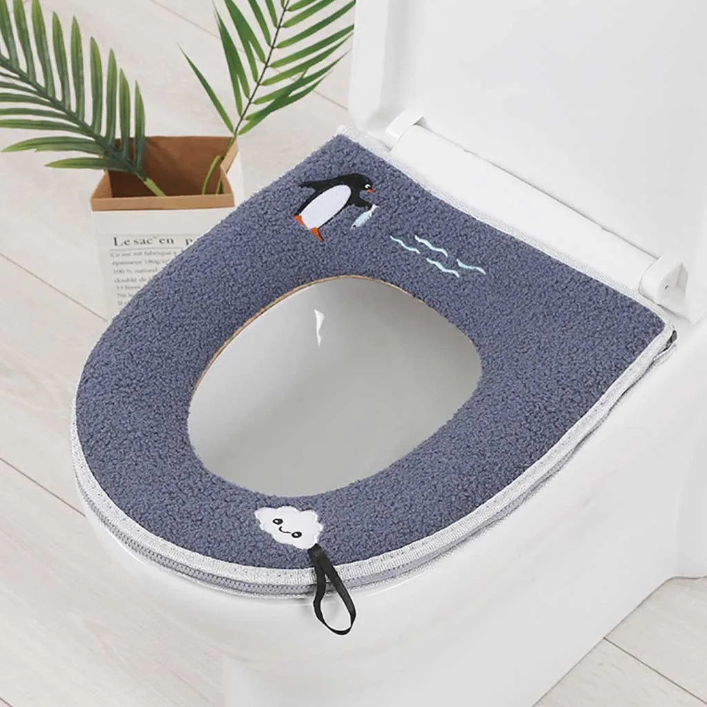 

Toilet Seat Soft Close Winter Plush Pad Mat Toilet Seat Zipper With Handle For Household ledy do muszli klozetowej SD