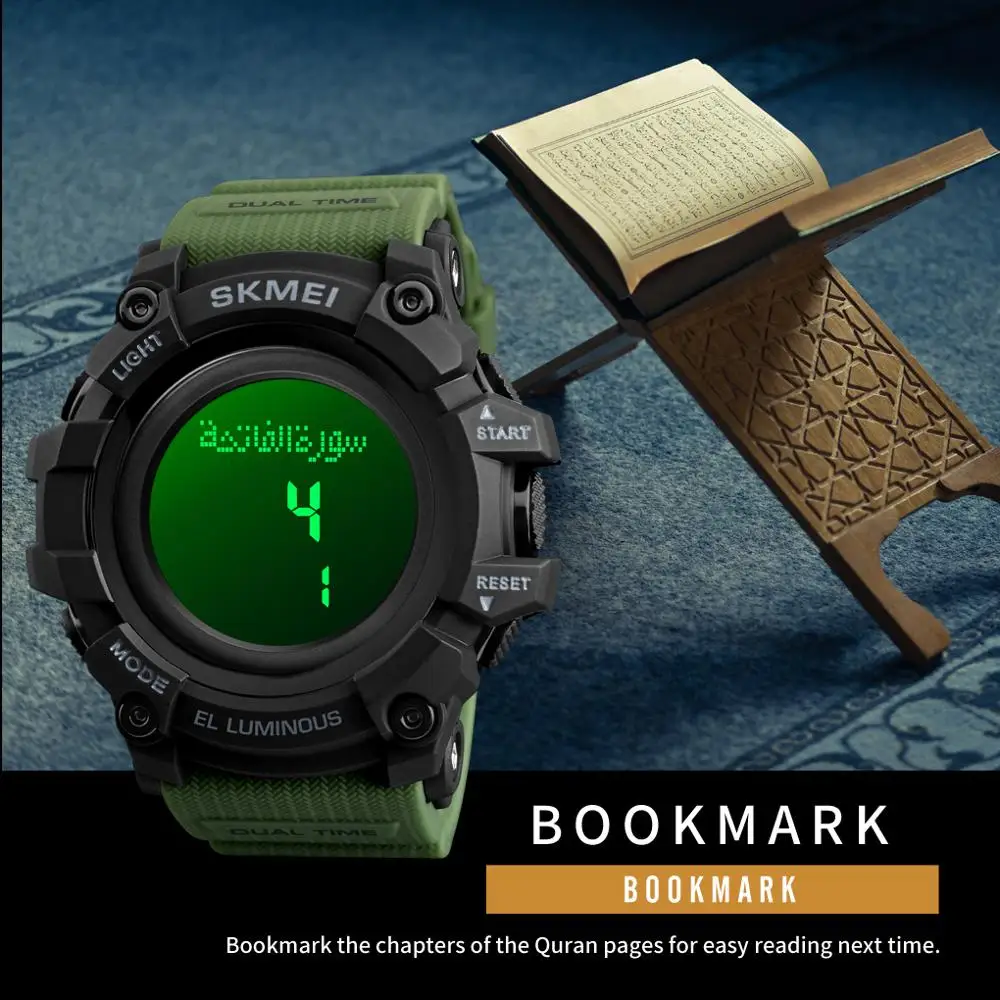 

2020 SKMEI 1680 Sport Digital Watches QIBLA Time Reminder Religious Day Bookmark Chrono Male Gift Clock Relogio Masculino