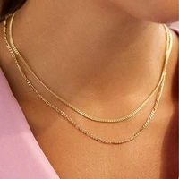 2021 new fashion bohemian jewelry two simple high quality golden metal chain necklace set party jewelry clavicle chain