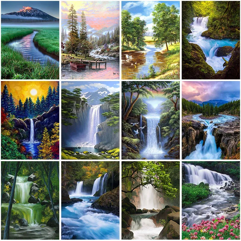 

5D DIY Diamond Embroidery Waterfall Scenery Diamond Painting Kit Full Square Drill Rhinestones Mosaic Home Decoration Wall Art